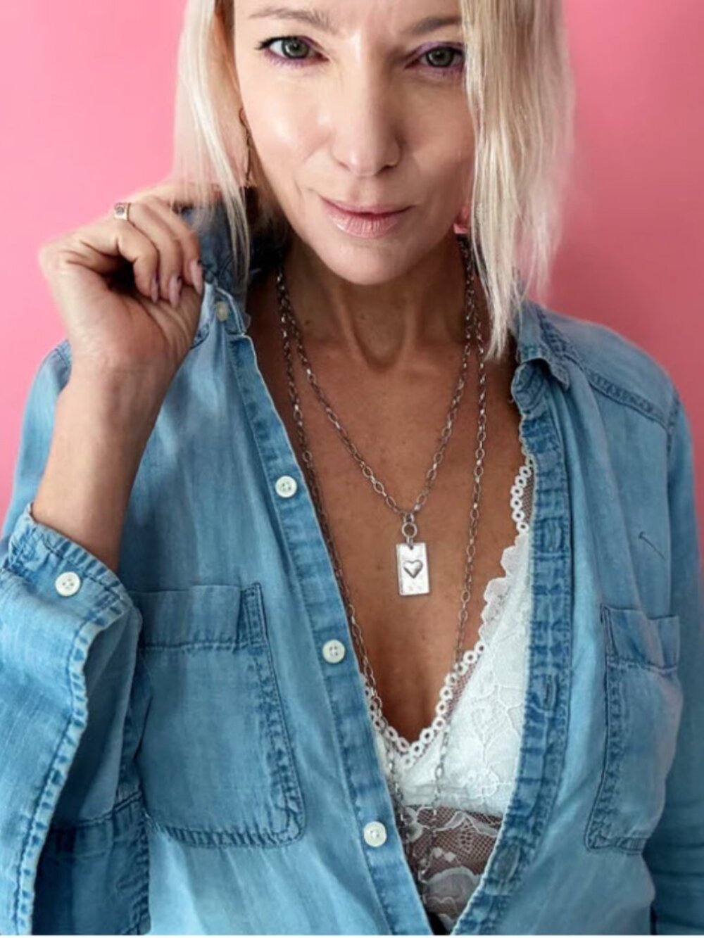 Katia Designs TAKE A DEEP BREATHE AND LET THAT SH*T GO Silver Layering Necklace